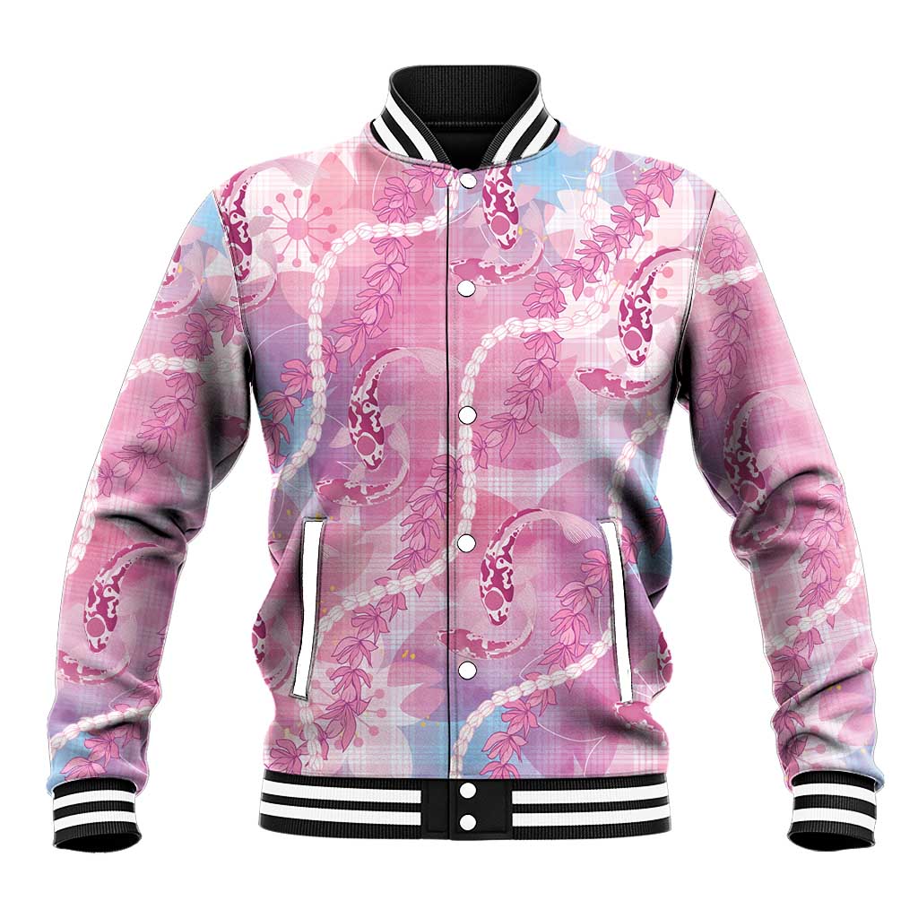 Japanese Koi Fish Baseball Jacket Pink Wagara Palaka Honohono Pikake Lei LT9 Unisex Pink - Polynesian Pride