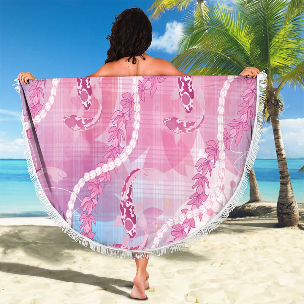 Japanese Koi Fish Beach Blanket Pink Wagara Palaka Honohono Pikake Lei