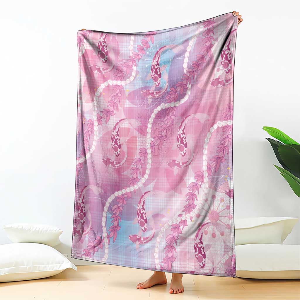 Japanese Koi Fish Blanket Pink Wagara Palaka Honohono Pikake Lei LT9 - Polynesian Pride