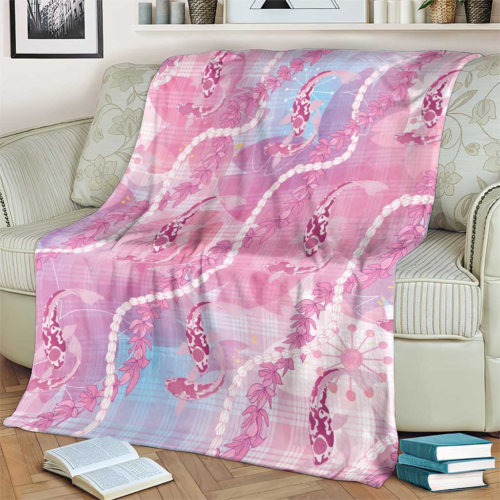 Japanese Koi Fish Blanket Pink Wagara Palaka Honohono Pikake Lei LT9 - Polynesian Pride