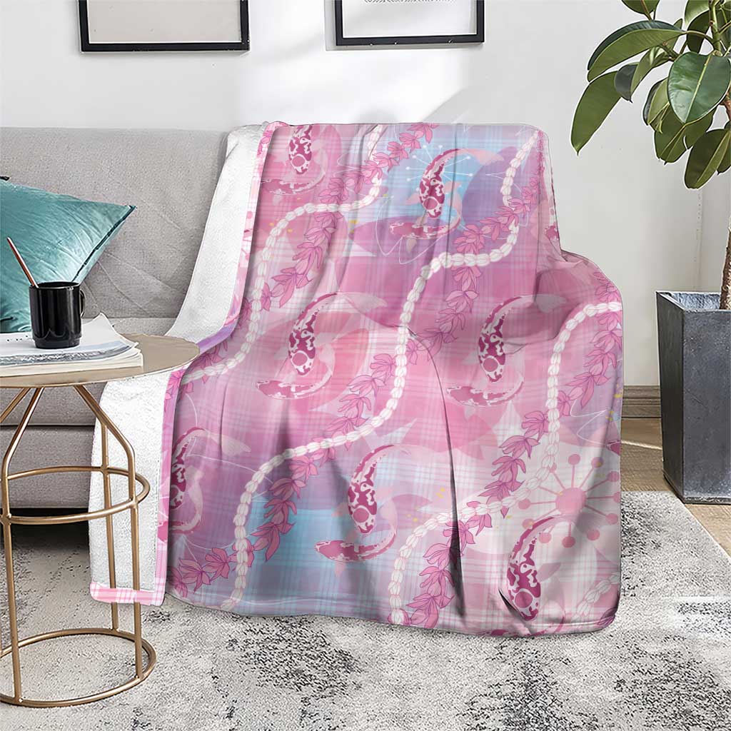 Japanese Koi Fish Blanket Pink Wagara Palaka Honohono Pikake Lei LT9 - Polynesian Pride