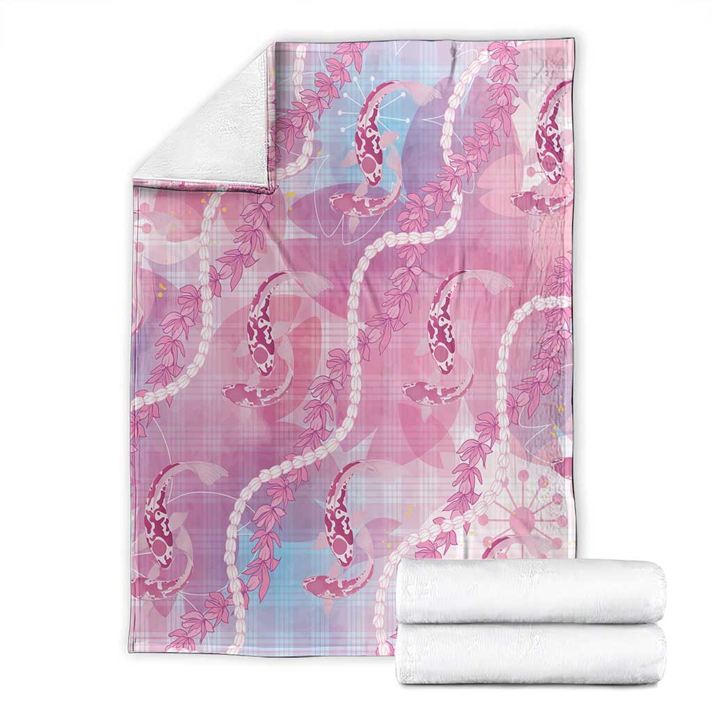 Japanese Koi Fish Blanket Pink Wagara Palaka Honohono Pikake Lei LT9 - Polynesian Pride