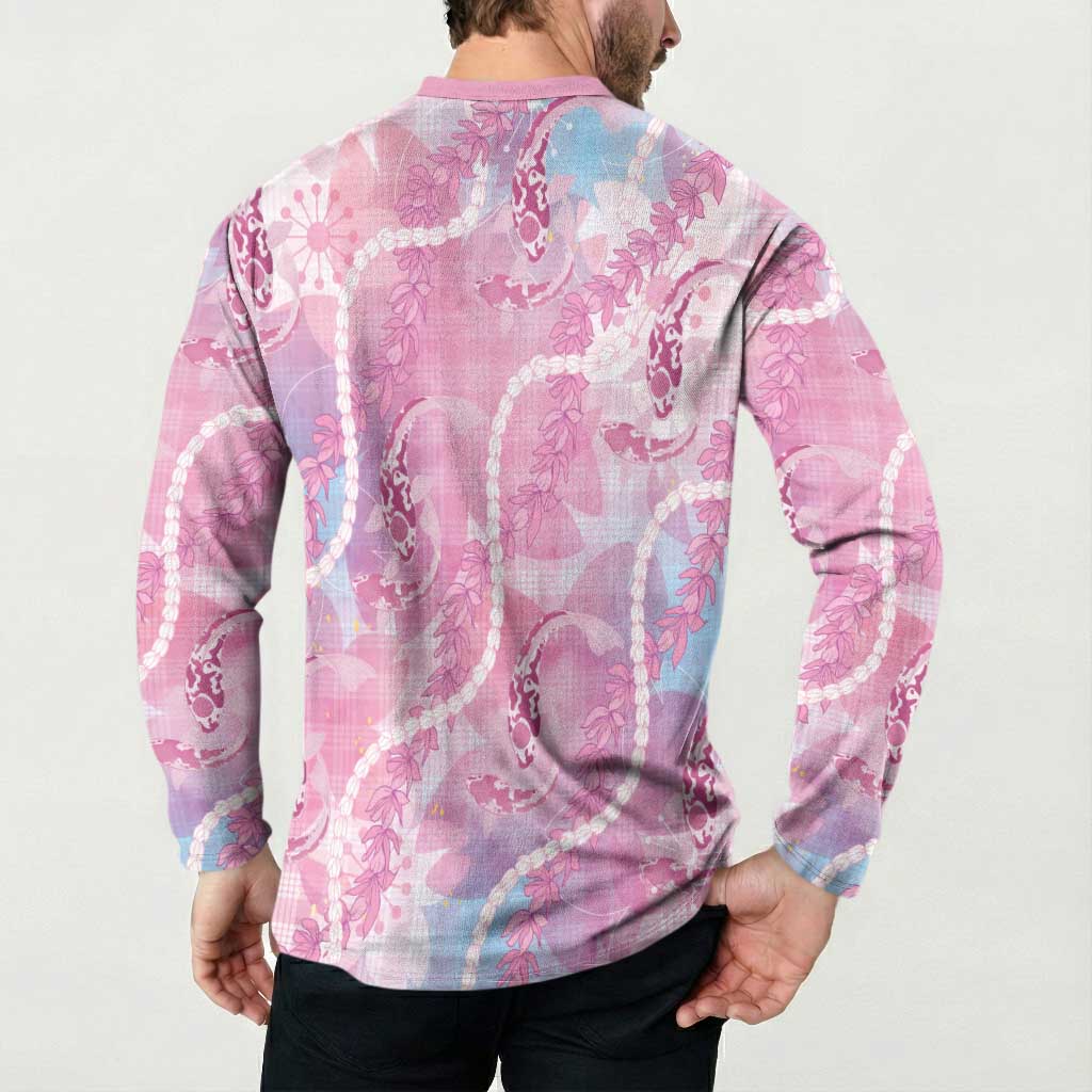 Japanese Koi Fish Button Sweatshirt Pink Wagara Palaka Honohono Pikake Lei