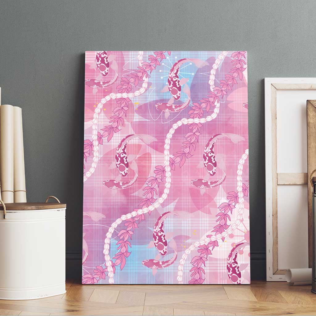 Japanese Koi Fish Canvas Wall Art Pink Wagara Palaka Honohono Pikake Lei