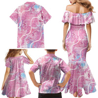 Japanese Koi Fish Family Matching Mermaid Dress and Hawaiian Shirt Pink Wagara Palaka Honohono Pikake Lei