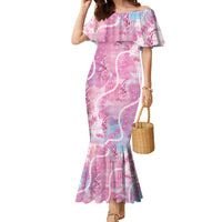 Japanese Koi Fish Family Matching Mermaid Dress and Hawaiian Shirt Pink Wagara Palaka Honohono Pikake Lei