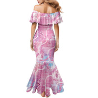 Japanese Koi Fish Family Matching Mermaid Dress and Hawaiian Shirt Pink Wagara Palaka Honohono Pikake Lei