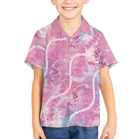 Japanese Koi Fish Family Matching Puletasi and Hawaiian Shirt Pink Wagara Palaka Honohono Pikake Lei