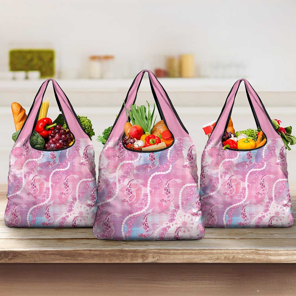 Japanese Koi Fish Grocery Bag Pink Wagara Palaka Honohono Pikake Lei