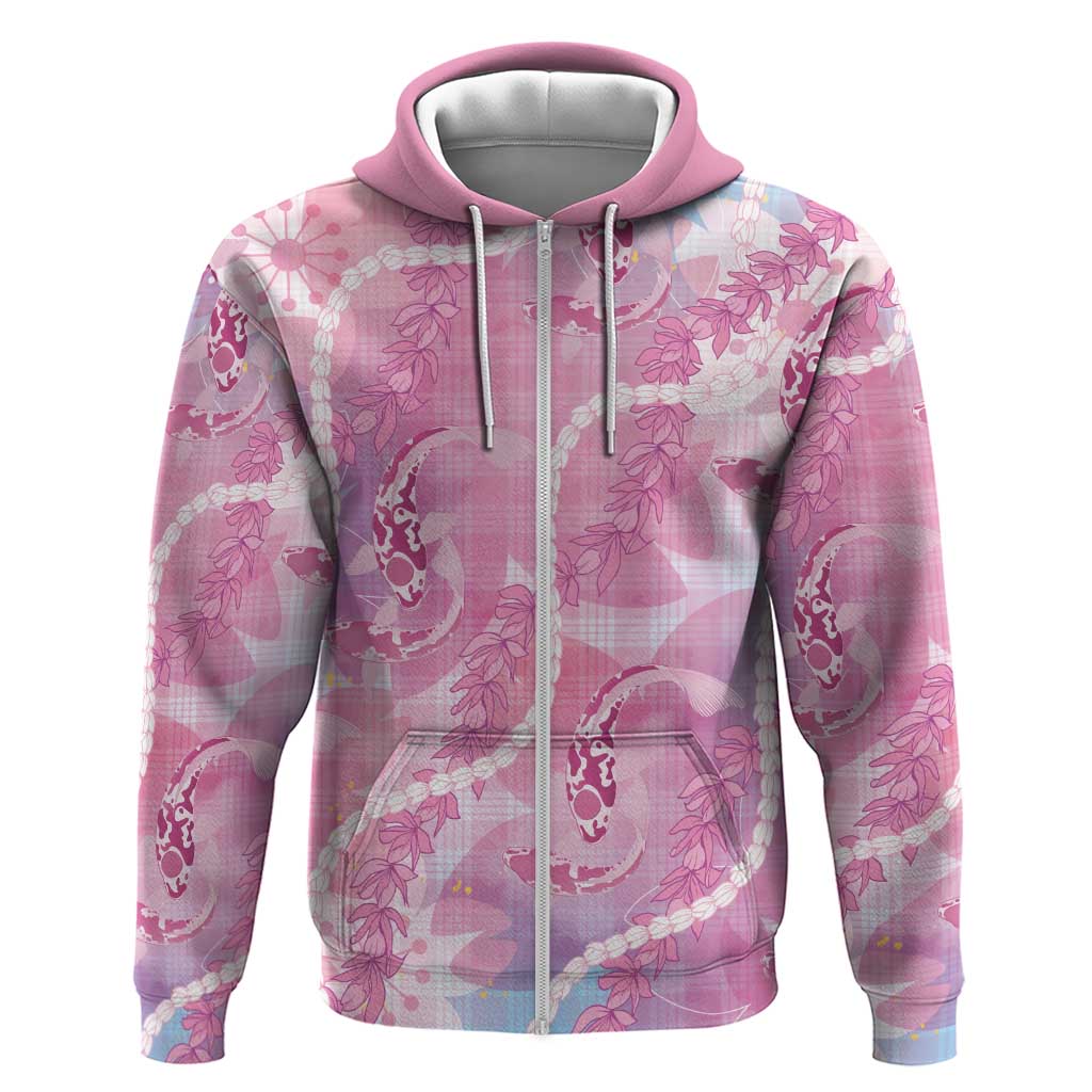 Japanese Koi Fish Hoodie Pink Wagara Palaka Honohono Pikake Lei LT9 Zip Hoodie Pink - Polynesian Pride
