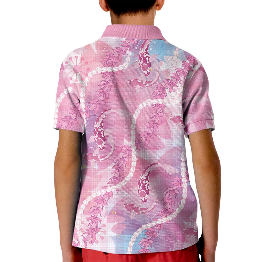 Japanese Koi Fish Kid Polo Shirt Pink Wagara Palaka Honohono Pikake Lei LT9 - Polynesian Pride