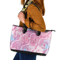 Japanese Koi Fish Leather Tote Bag Pink Wagara Palaka Honohono Pikake Lei