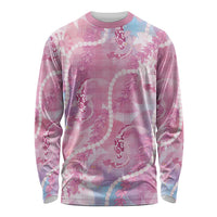 Japanese Koi Fish Long Sleeve Shirt Pink Wagara Palaka Honohono Pikake Lei LT9 Unisex Pink - Polynesian Pride