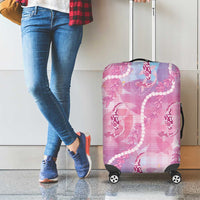 Japanese Koi Fish Luggage Cover Pink Wagara Palaka Honohono Pikake Lei LT9 - Polynesian Pride