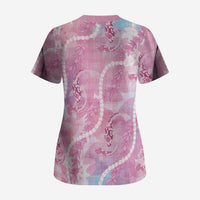 Japanese Koi Fish Scrub Top Pink Wagara Palaka Honohono Pikake Lei