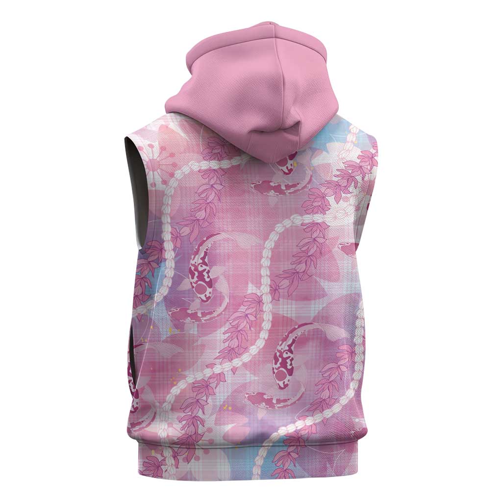Japanese Koi Fish Sleeveless Hoodie Pink Wagara Palaka Honohono Pikake Lei LT9 - Polynesian Pride