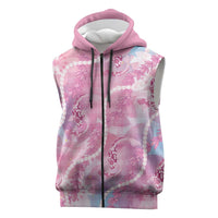 Japanese Koi Fish Sleeveless Zip Hoodie Pink Wagara Palaka Honohono Pikake Lei LT9 Pink - Polynesian Pride
