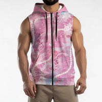 Japanese Koi Fish Sleeveless Zip Hoodie Pink Wagara Palaka Honohono Pikake Lei LT9 - Polynesian Pride
