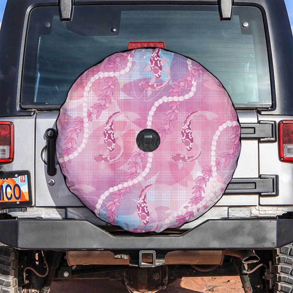 Japanese Koi Fish Spare Tire Cover Pink Wagara Palaka Honohono Pikake Lei LT9 Pink - Polynesian Pride