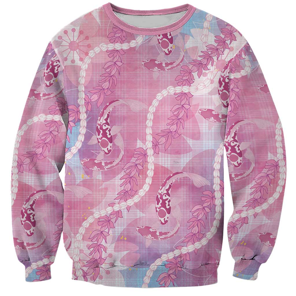 Japanese Koi Fish Sweatshirt Pink Wagara Palaka Honohono Pikake Lei LT9 Unisex Pink - Polynesian Pride