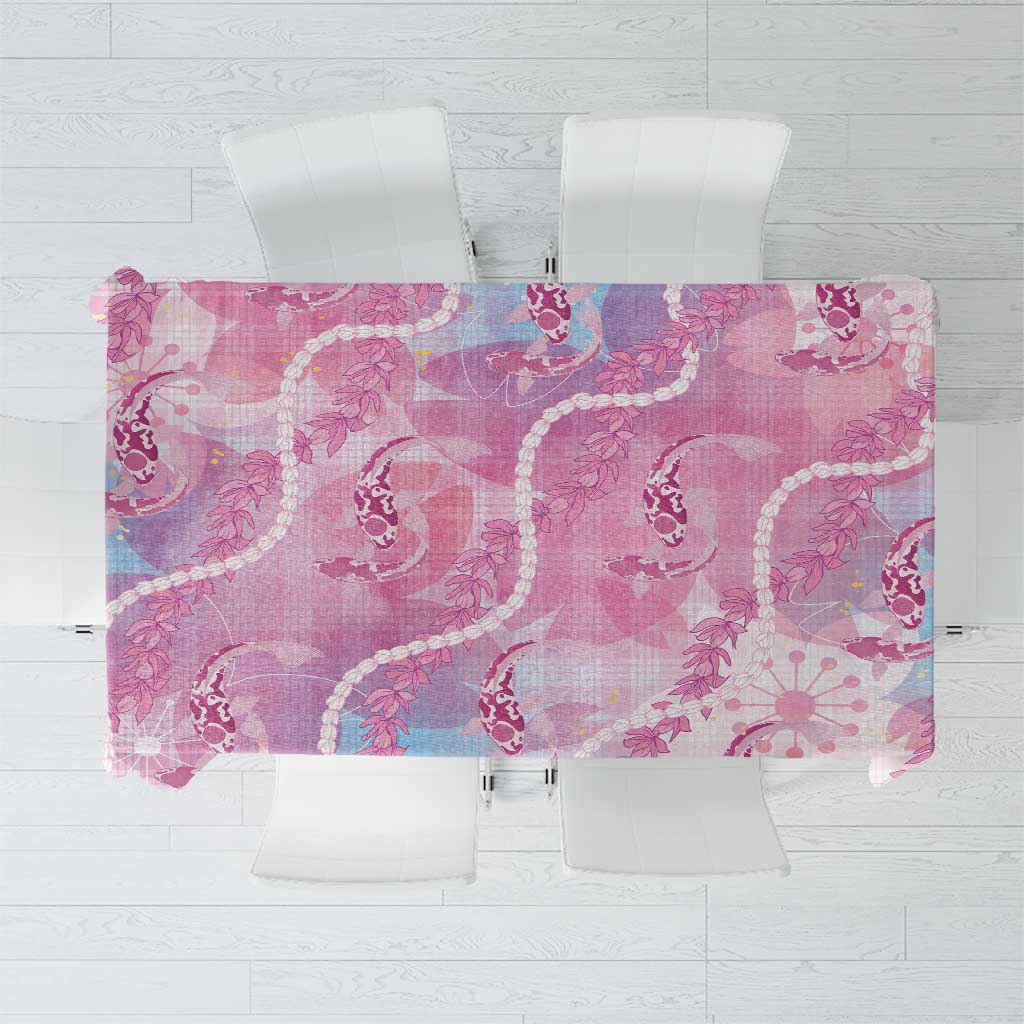 Japanese Koi Fish Tablecloth Pink Wagara Palaka Honohono Pikake Lei LT9 Pink - Polynesian Pride