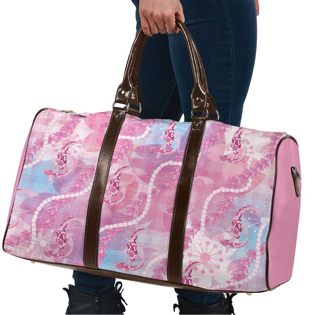 Japanese Koi Fish Travel Bag Pink Wagara Palaka Honohono Pikake Lei LT9 - Polynesian Pride