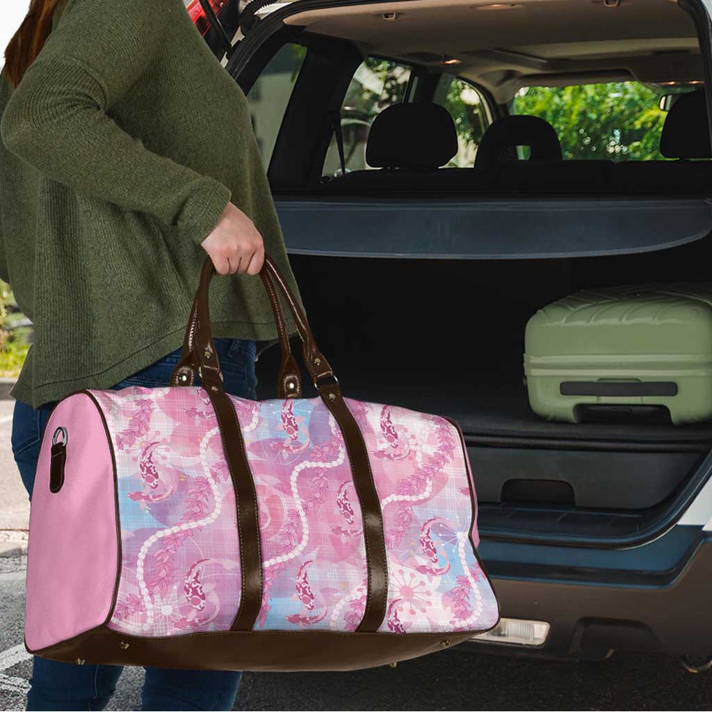 Japanese Koi Fish Travel Bag Pink Wagara Palaka Honohono Pikake Lei LT9 - Polynesian Pride