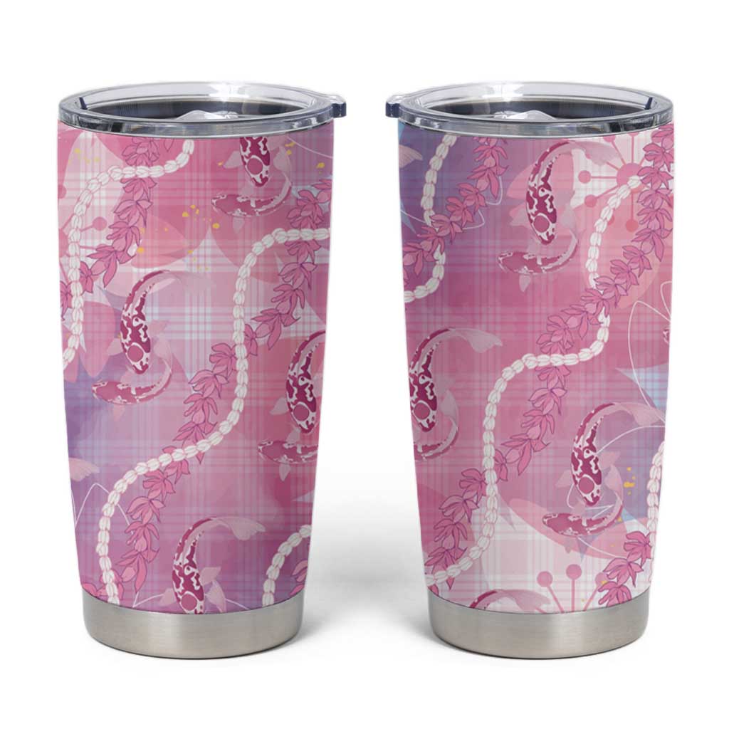 Japanese Koi Fish Tumbler Cup Pink Wagara Palaka Honohono Pikake Lei LT9 Pink - Polynesian Pride