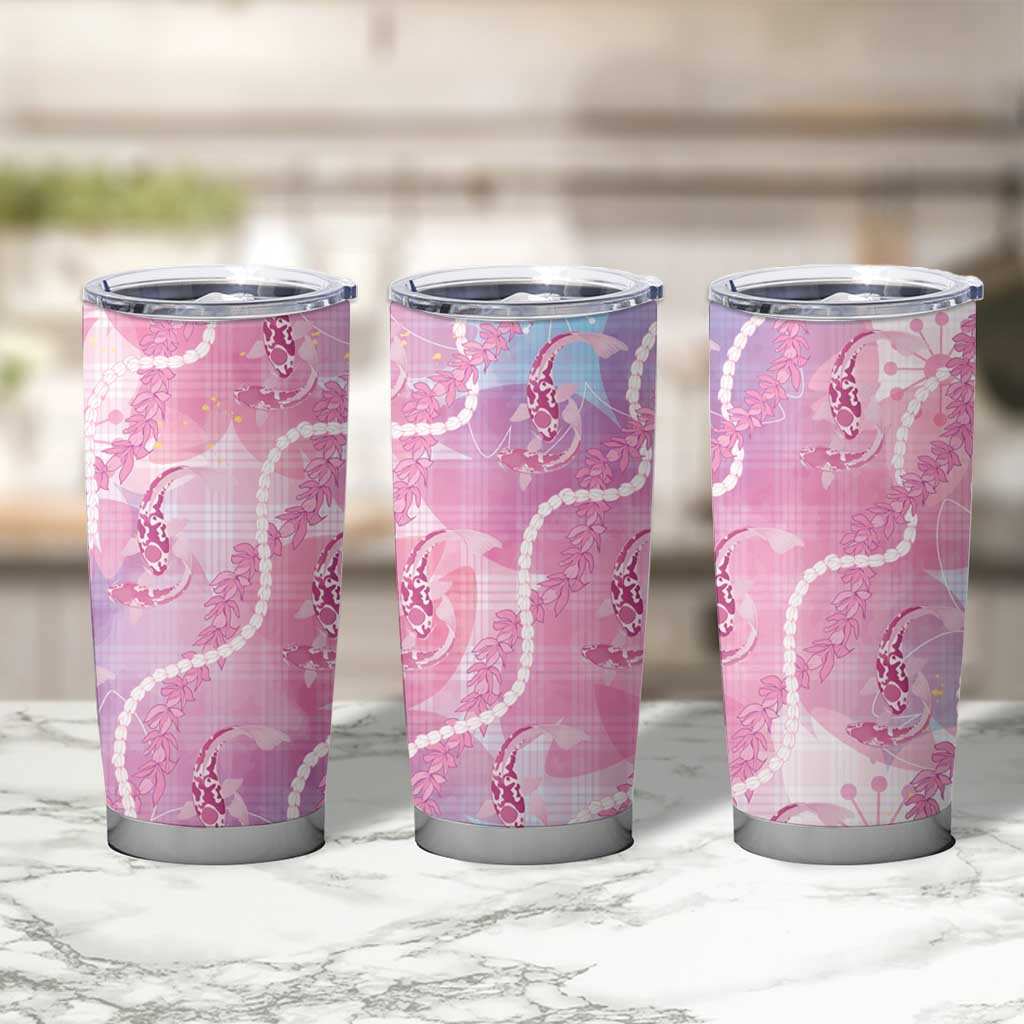 Japanese Koi Fish Tumbler Cup Pink Wagara Palaka Honohono Pikake Lei LT9 - Polynesian Pride