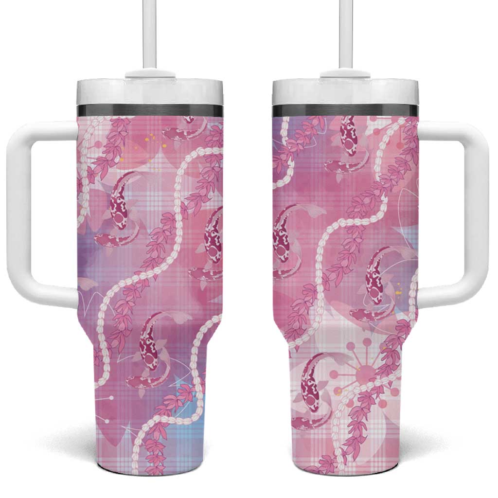 Japanese Koi Fish Tumbler With Handle Pink Wagara Palaka Honohono Pikake Lei
