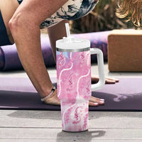 Japanese Koi Fish Tumbler With Handle Pink Wagara Palaka Honohono Pikake Lei