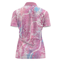 Japanese Koi Fish Women Polo Shirt Pink Wagara Palaka Honohono Pikake Lei LT9 - Polynesian Pride