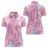 Japanese Koi Fish Women Polo Shirt Pink Wagara Palaka Honohono Pikake Lei LT9 - Polynesian Pride