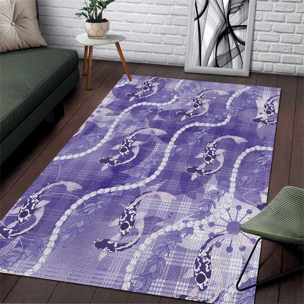 Japanese Koi Fish Area Rug Purple Wagara Palaka Honohono Pikake Lei LT9 Purple - Polynesian Pride
