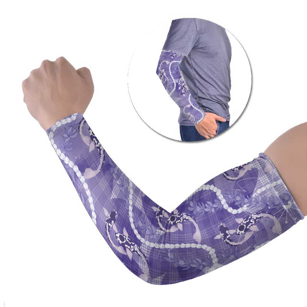 Japanese Koi Fish Arm Sleeves Purple Wagara Palaka Honohono Pikake Lei LT9 Set of 2 Purple - Polynesian Pride