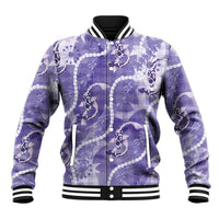 Japanese Koi Fish Baseball Jacket Purple Wagara Palaka Honohono Pikake Lei LT9 Unisex Purple - Polynesian Pride