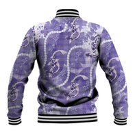 Japanese Koi Fish Baseball Jacket Purple Wagara Palaka Honohono Pikake Lei LT9 - Polynesian Pride
