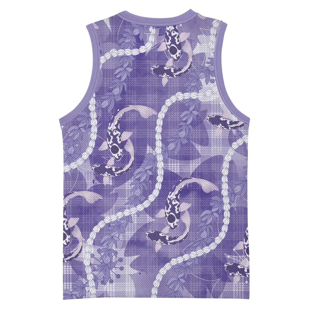 Japanese Koi Fish Basketball Jersey Purple Wagara Palaka Honohono Pikake Lei LT9 - Polynesian Pride