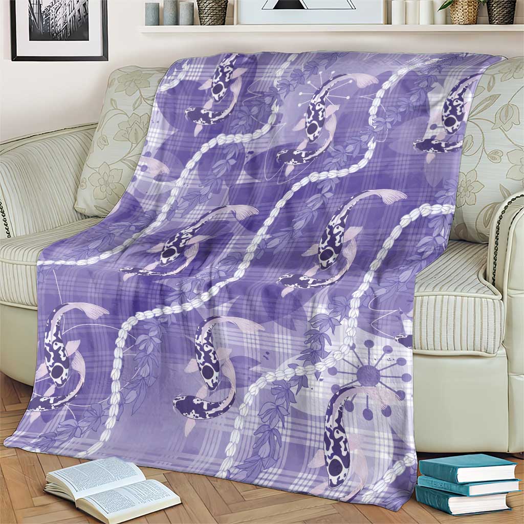 Japanese Koi Fish Blanket Purple Wagara Palaka Honohono Pikake Lei