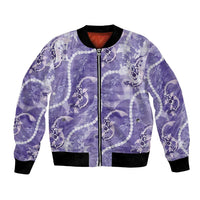 Japanese Koi Fish Bomber Jacket Purple Wagara Palaka Honohono Pikake Lei LT9 Unisex Purple - Polynesian Pride