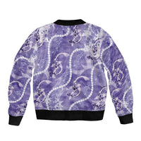 Japanese Koi Fish Bomber Jacket Purple Wagara Palaka Honohono Pikake Lei LT9 - Polynesian Pride