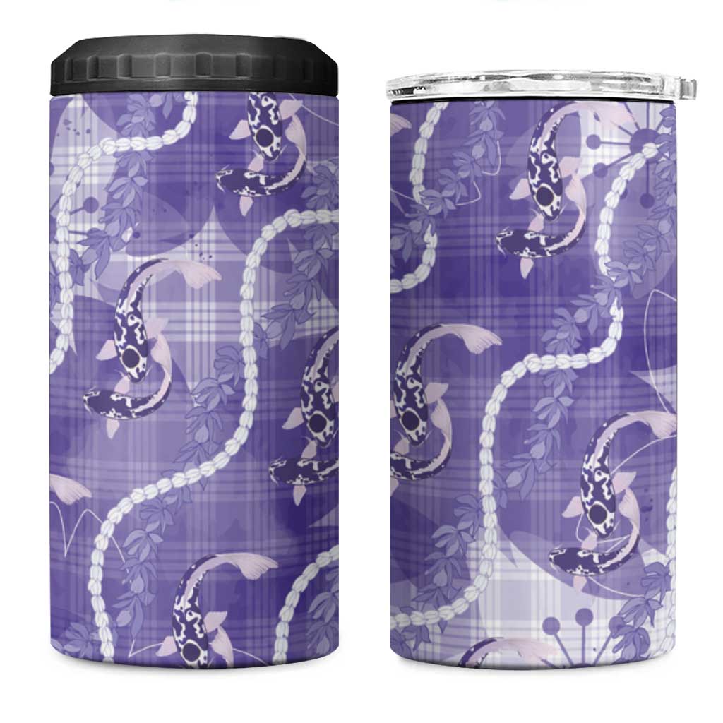 Japanese Koi Fish 4 in 1 Can Cooler Tumbler Purple Wagara Palaka Honohono Pikake Lei LT9 One Size: 16 oz Purple - Polynesian Pride
