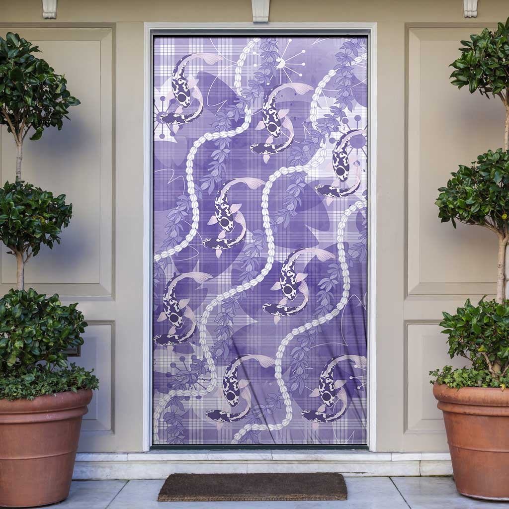 Japanese Koi Fish Door Cover Purple Wagara Palaka Honohono Pikake Lei LT9 Purple - Polynesian Pride