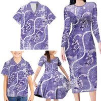 Japanese Koi Fish Family Matching Long Sleeve Bodycon Dress and Hawaiian Shirt Purple Wagara Palaka Honohono Pikake Lei