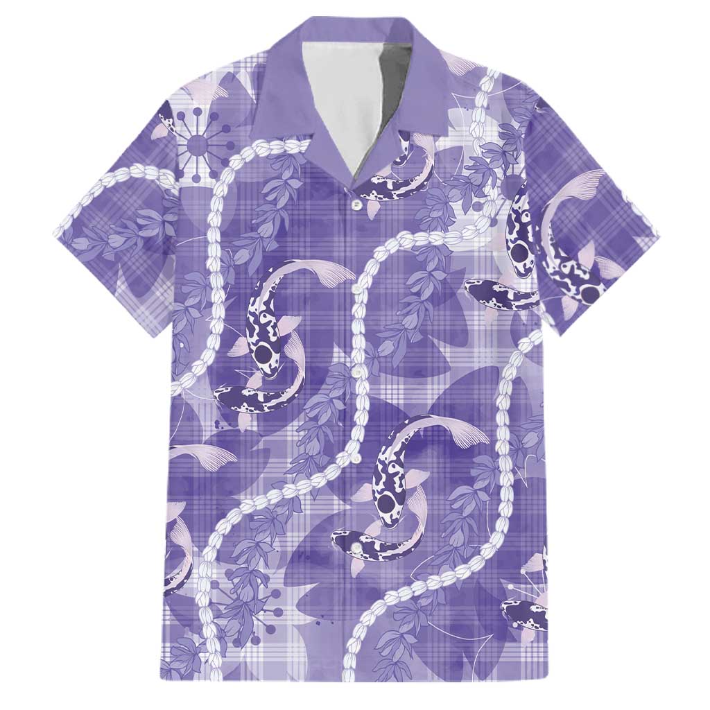 Japanese Koi Fish Family Matching Mermaid Dress and Hawaiian Shirt Purple Wagara Palaka Honohono Pikake Lei