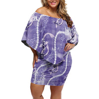 Japanese Koi Fish Family Matching Off Shoulder Short Dress and Hawaiian Shirt Purple Wagara Palaka Honohono Pikake Lei