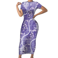 Japanese Koi Fish Family Matching Short Sleeve Bodycon Dress and Hawaiian Shirt Purple Wagara Palaka Honohono Pikake Lei