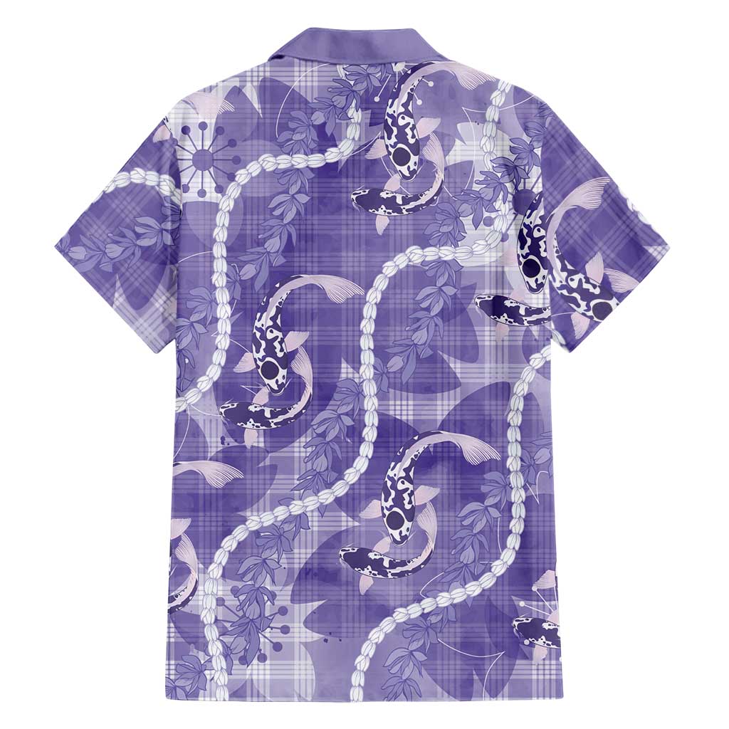 Japanese Koi Fish Family Matching Summer Maxi Dress and Hawaiian Shirt Purple Wagara Palaka Honohono Pikake Lei