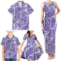 Japanese Koi Fish Family Matching Tank Maxi Dress and Hawaiian Shirt Purple Wagara Palaka Honohono Pikake Lei