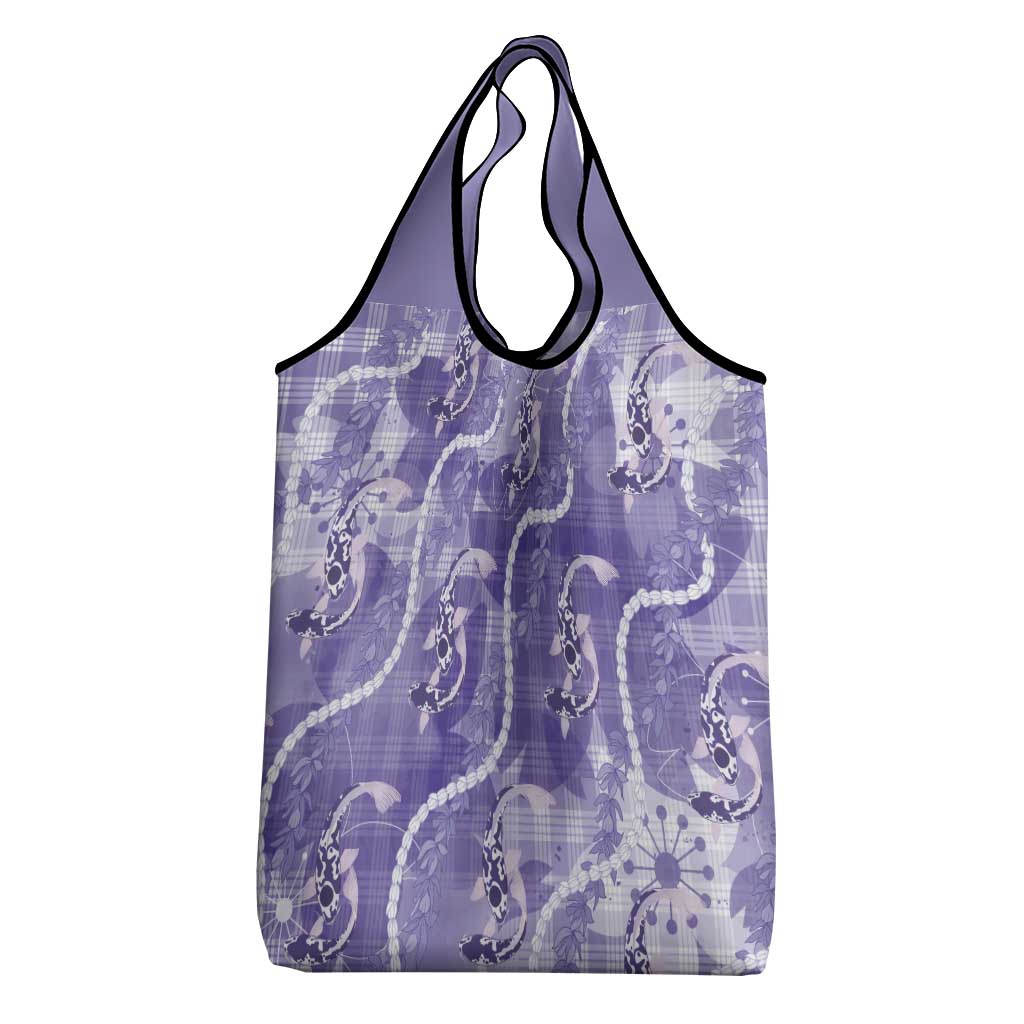 Japanese Koi Fish Grocery Bag Purple Wagara Palaka Honohono Pikake Lei LT9 - Polynesian Pride